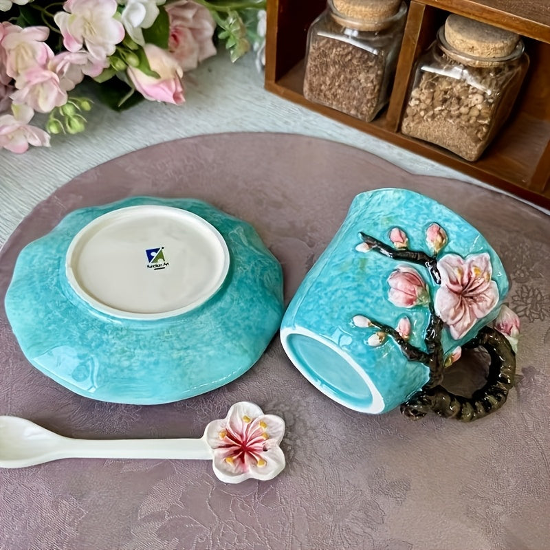 ArtSip Keramische Kop &amp; Schotel Set – Handgeschilderd 3D Design geïnspireerd op Van Gogh Vestragear