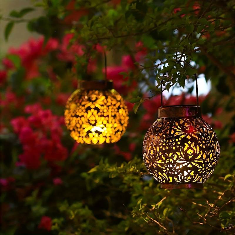 Solira – Farol Solar Patrón de Estrellas LED e Impermeable – Jardín y Exterior