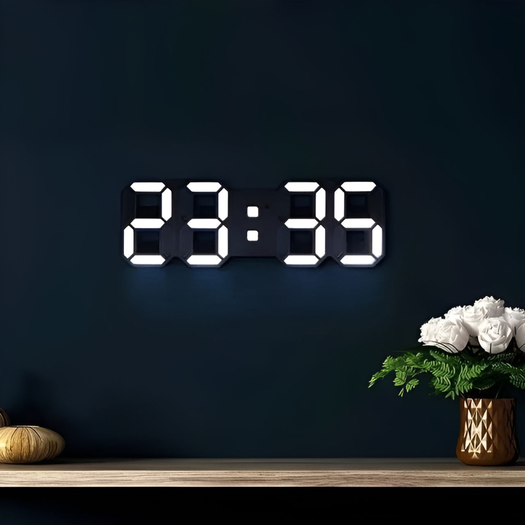 Nyvox – Orologio da parete digitale LED 3D moderno – Orologio di design per interni