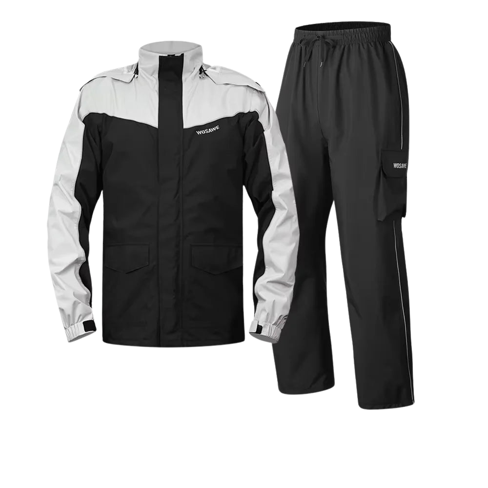 Wosawe Motorregenjas – Waterdichte Herenjas met Reflecterende Details & Winddicht Ontwerp