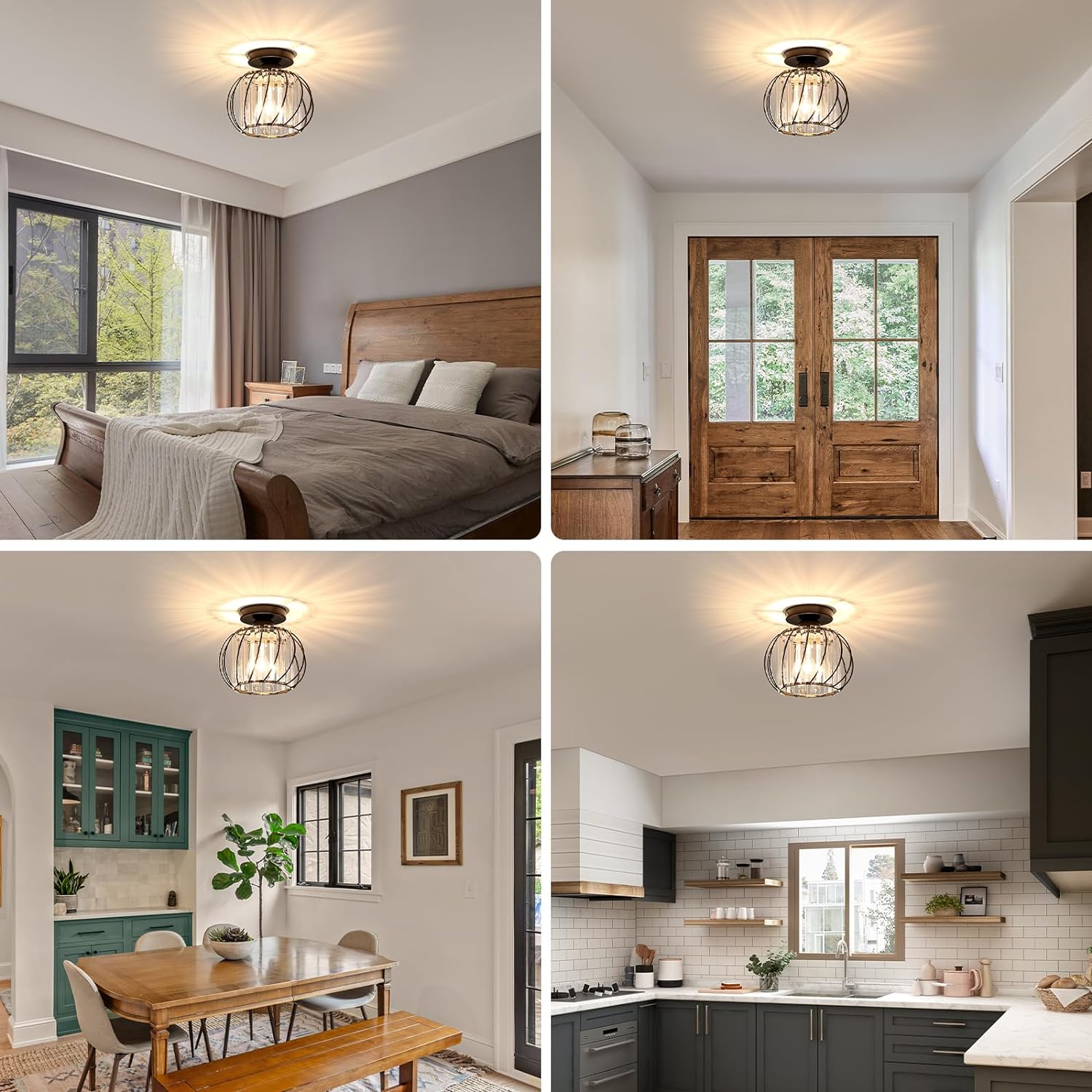 Nordelle Plafondlamp – Zwarte Scandinavische plafondlamp van glas en ijzer met elegant design