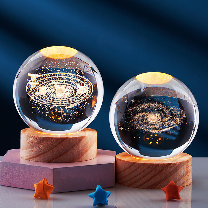 CrystalGlow lampada notturna – sfera di cristallo 3D con luce calda
