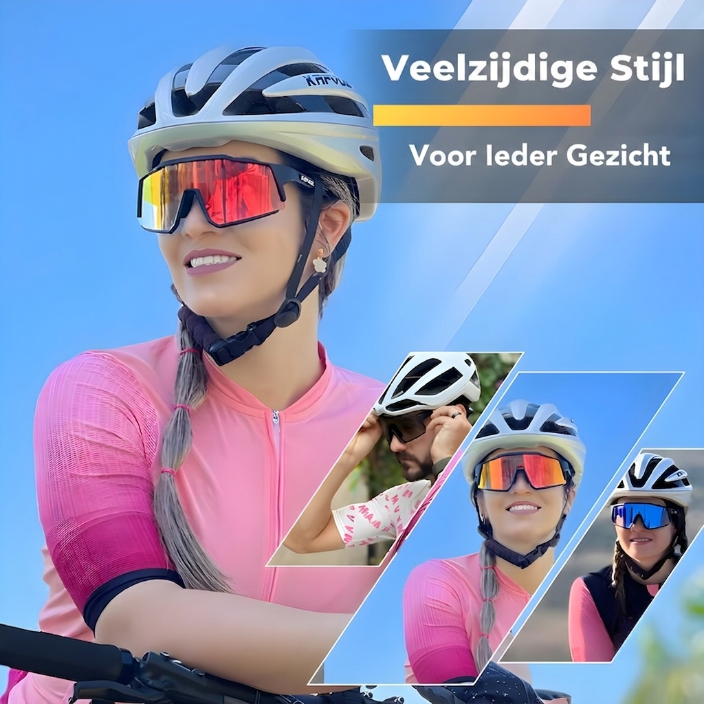 Meekleurende Fietsbril – UV400 Bescherming met Inzetstuk voor Brildragers Vestragear