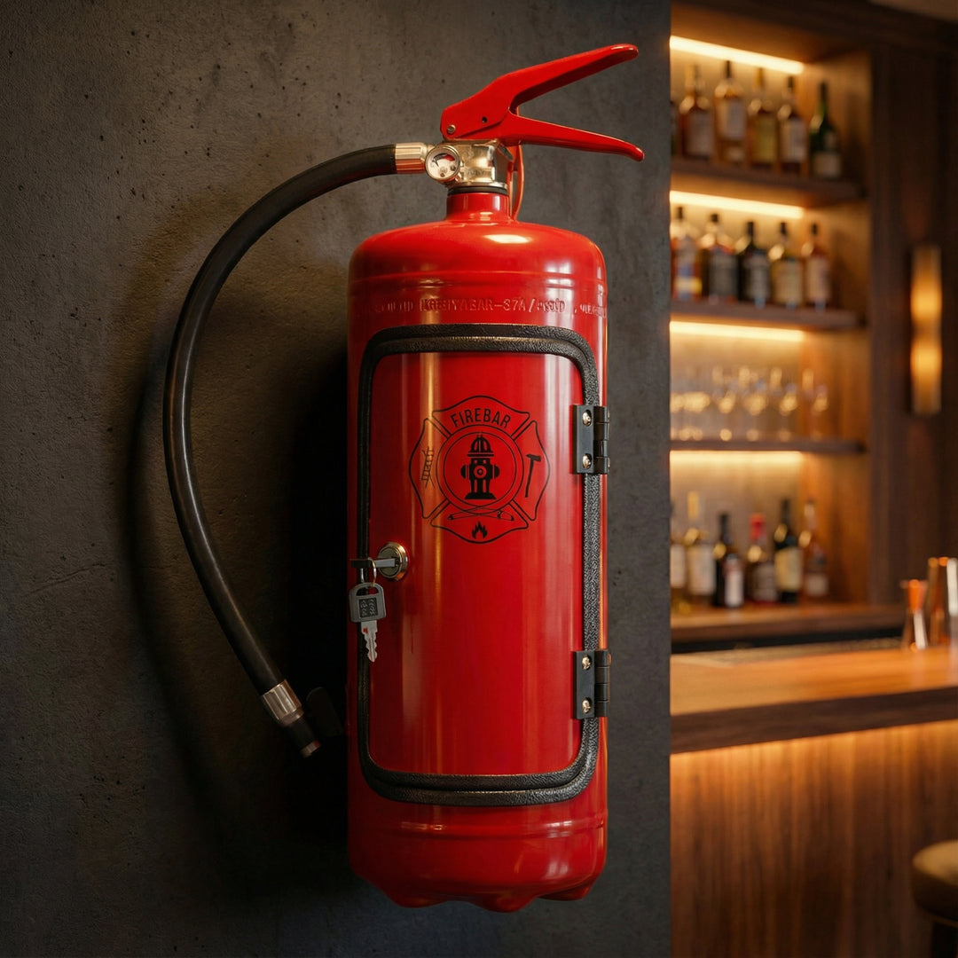 Mini Bar Kast – Verborgen Opbergbox in Brandblusser Ontwerp met Glashouders Vestragear