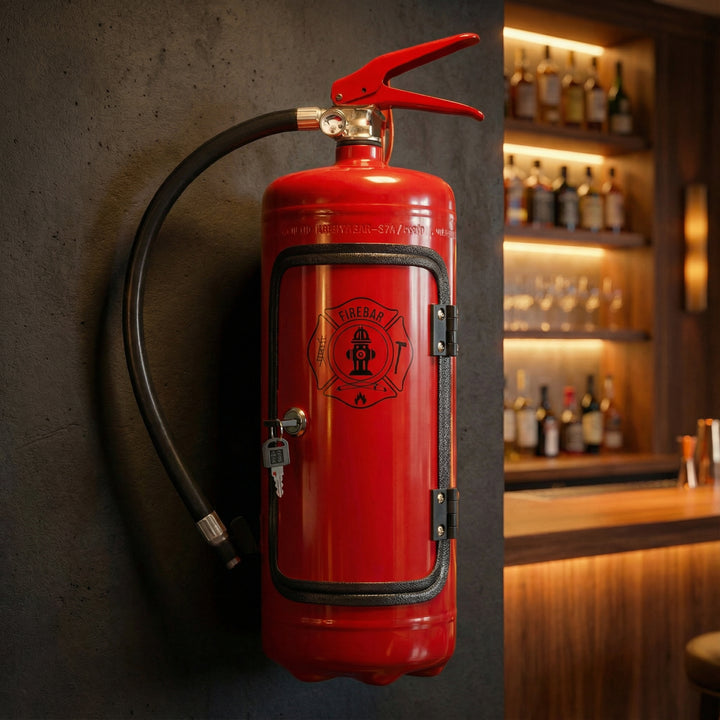 Mini Bar Kast – Verborgen Opbergbox in Brandblusser Ontwerp met Glashouders Vestragear