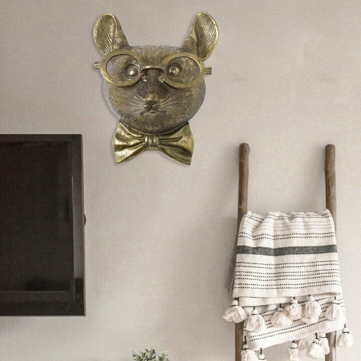 CritterCharm – Decorazione da parete con testa di animale giocosa – Design in resina dipinto a mano
