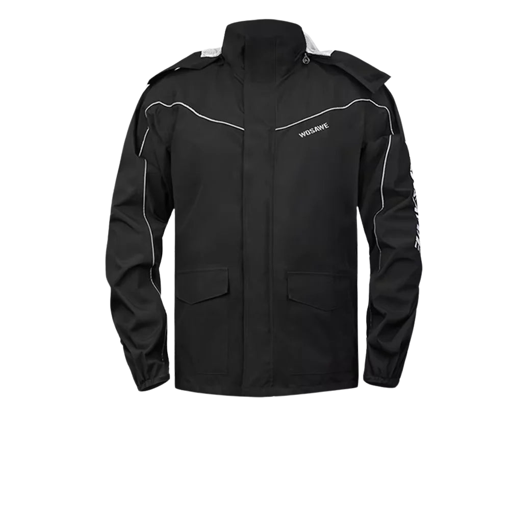 Wosawe Motorregenjas – Waterdichte Herenjas met Reflecterende Details & Winddicht Ontwerp