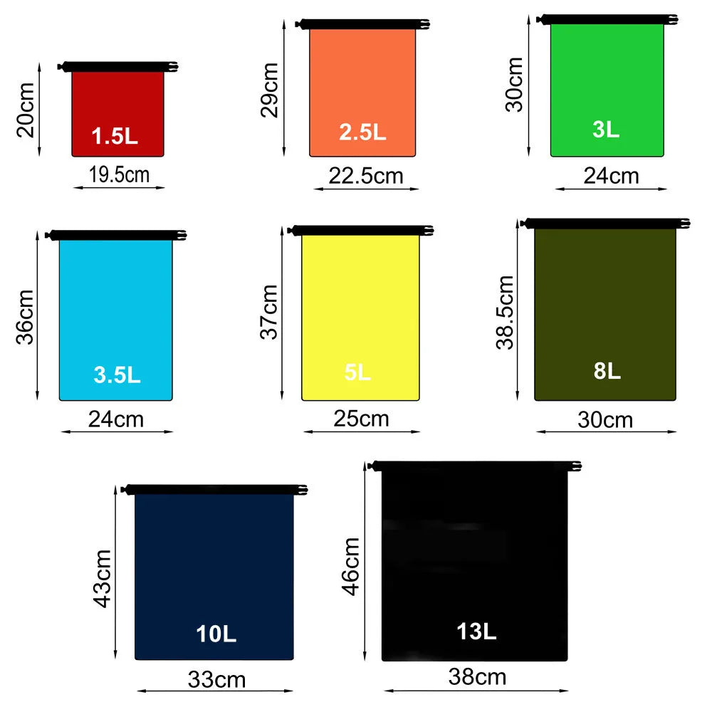 8 Waterdichte Droge Zakken voor Buitenactiviteiten, Lichtgewicht en Kleurrijk 3