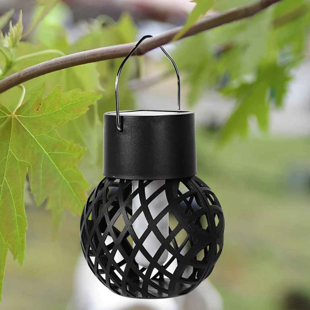 Solira – Farol Colgante Paquete de 4 con Energía Solar y Efecto Llama – Jardín y Balcón