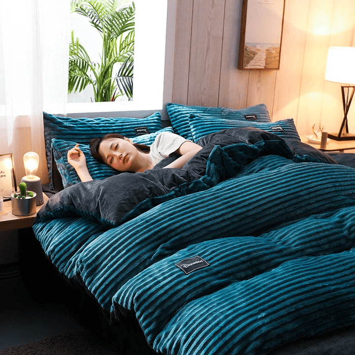 Conjunto de Roupa de Cama de Veludo Extra Quente | Luxuoso para Outono e Inverno