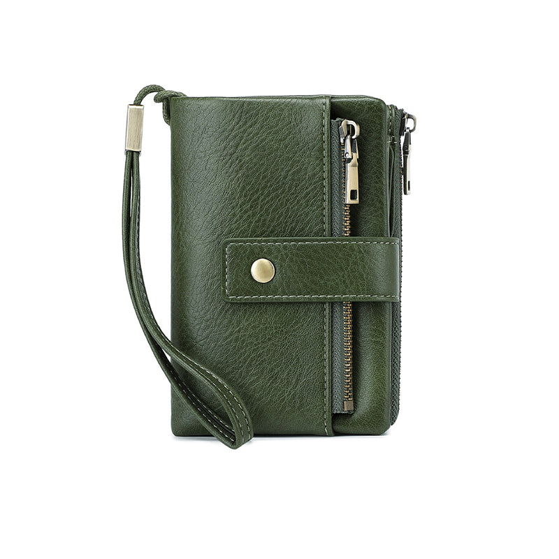 Cartera plegable de tres partes con bloqueo RFID para damas – diseño elegante, espacioso y seguro