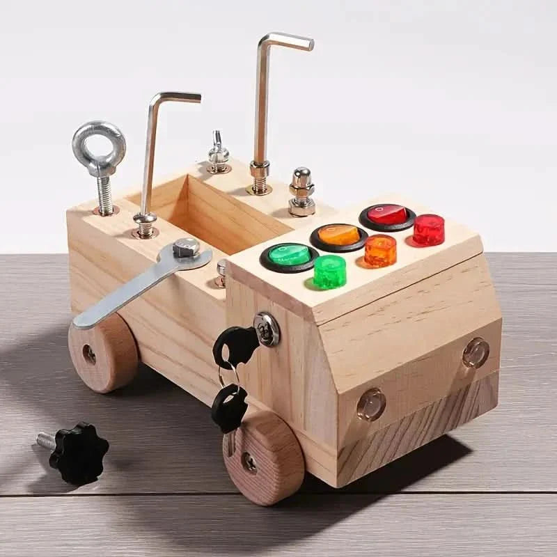 Tavola Montessori – Tavola di Attività in Legno Interattiva con Luci LED e Serrature