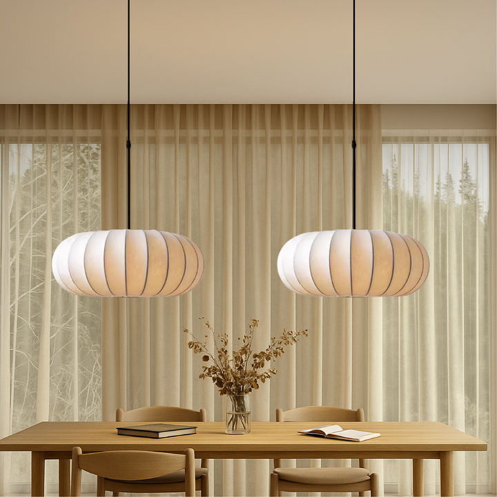 Lámpara de techo Verona – Pantalla de seda hecha a mano con luz cálida y diseño minimalista