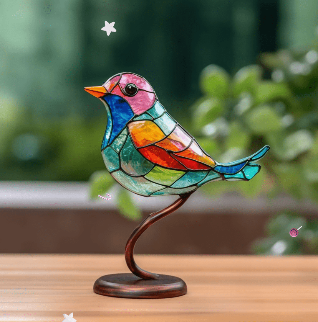 VivaBirds – Glas-in-lood vogels hangdecoratie met levendige kleuren