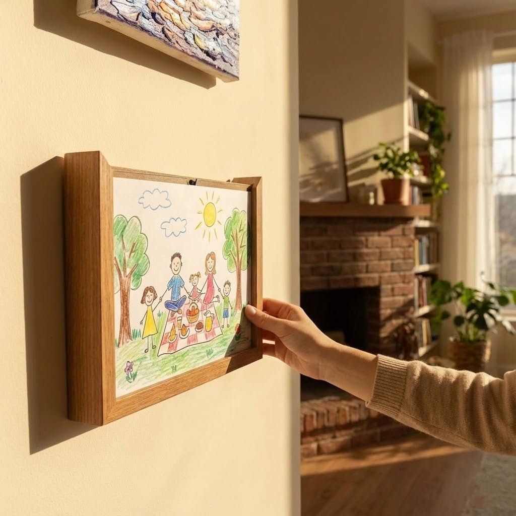 SKETCHBOX – Display frame in wood look with built-in storage space Bolendo