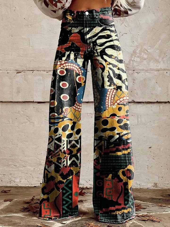 Vintage Wide Leg Bloemenbroek – Comfortabele Flared Damespants Vestragear