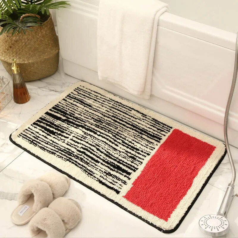 AbstractStep | Scandinavische stijl Abstract Antislip Badmat - Handgemaakt &amp; Stijlvol Badkamerkleed 4