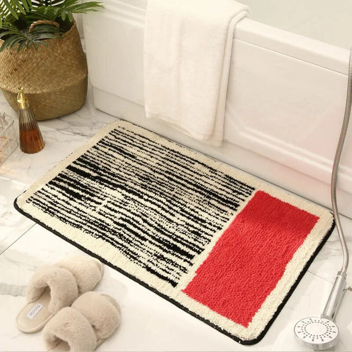 AbstractStep | Scandinavische stijl Abstract Antislip Badmat - Handgemaakt &amp; Stijlvol Badkamerkleed 4