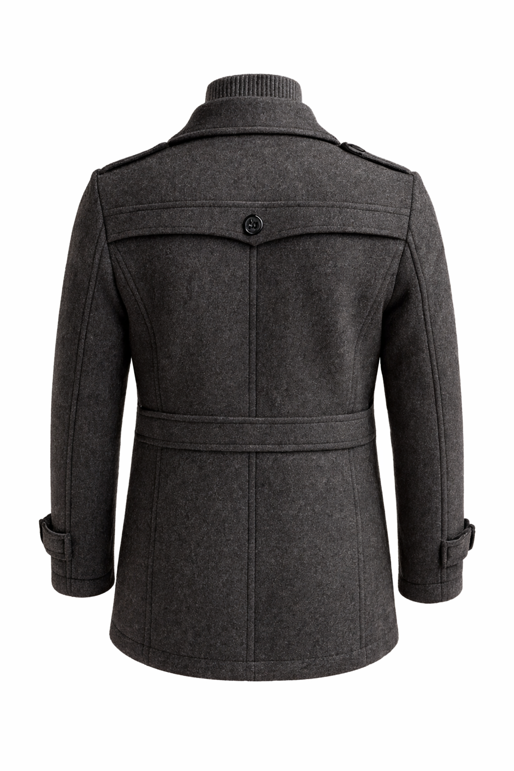 Abric llarg d'home de mescla de llana – jaqueta de doble fila i ajustada