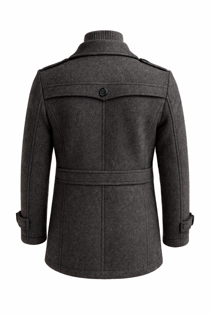 Abrigo largo y cálido de invierno para hombre - abrigo entallado cruzado