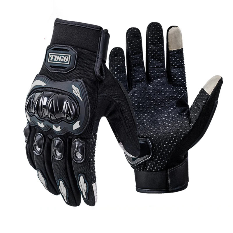 Ademende Motorhandschoenen Heren - Lange Vingerhandschoenen met Grip en Klittenbandsluiting 0