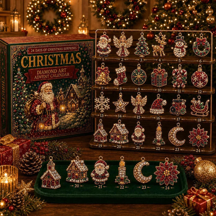 Adventskalender Diamantmotief 24 Vakjes Zelf Maken Acryl Ornamenten Kerstdecoratie Knutselset Kinderen | Sansoti 1