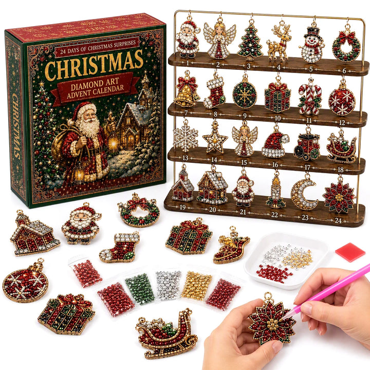 Adventskalender Diamantmotief 24 Vakjes Zelf Maken Acryl Ornamenten Kerstdecoratie Knutselset Kinderen | Sansoti 3