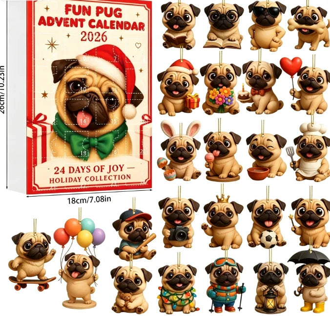 Adventskalender Honden Ornamenten 24 stuks Acryl Kerstdecoratie Hondenliefhebbers Kerstboom Feestdagen | Sansoti 4