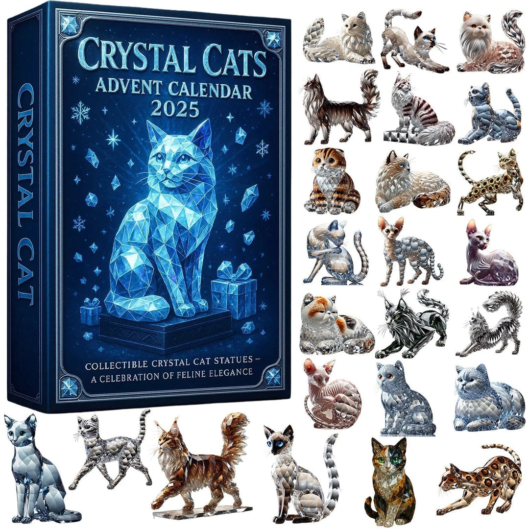 Adventskalender Katten met 24 Kristal Figuurtjes Verzameling December Kerstdecoratie voor Kattenliefhebbers | Sansoti 0
