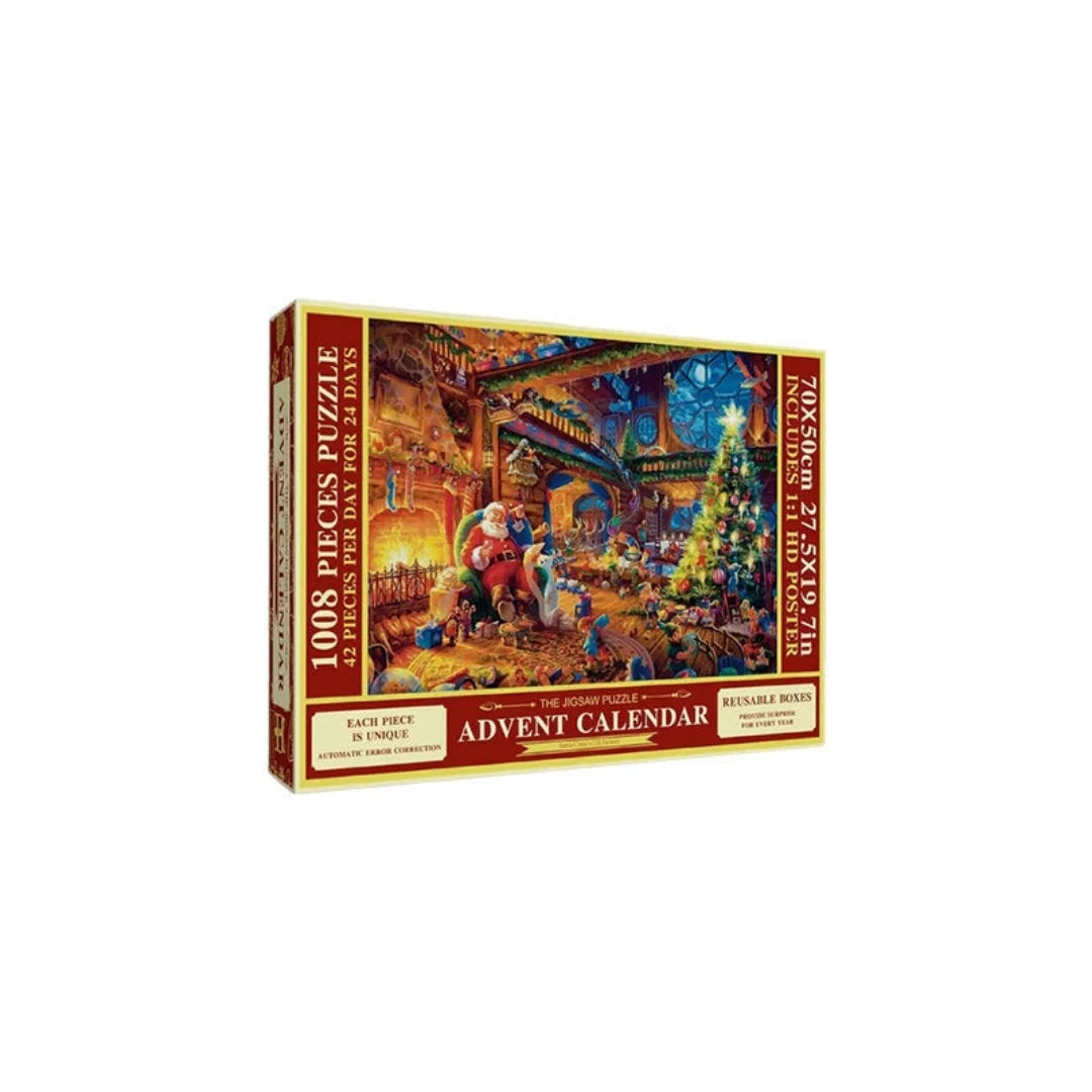 Adventskalender Puzzel 1008 Stukjes Kerst 24 Dagen Kerstpuzzel Familie Samen Leggen Gezellige Kerstsfeer | Sansoti 0