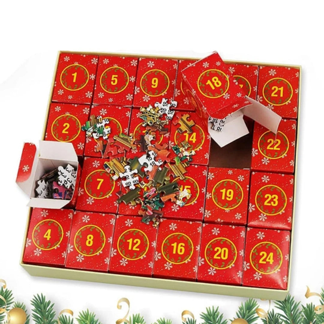 Adventskalender Puzzel 1008 Stukjes Kerst 24 Dagen Kerstpuzzel Familie Samen Leggen Gezellige Kerstsfeer | Sansoti 1