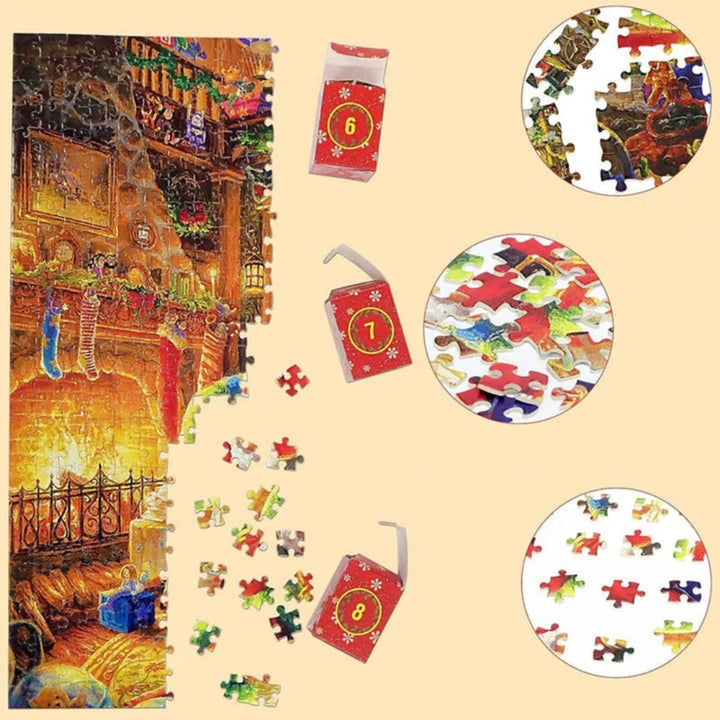 Adventskalender Puzzel 1008 Stukjes Kerst 24 Dagen Kerstpuzzel Familie Samen Leggen Gezellige Kerstsfeer | Sansoti 3