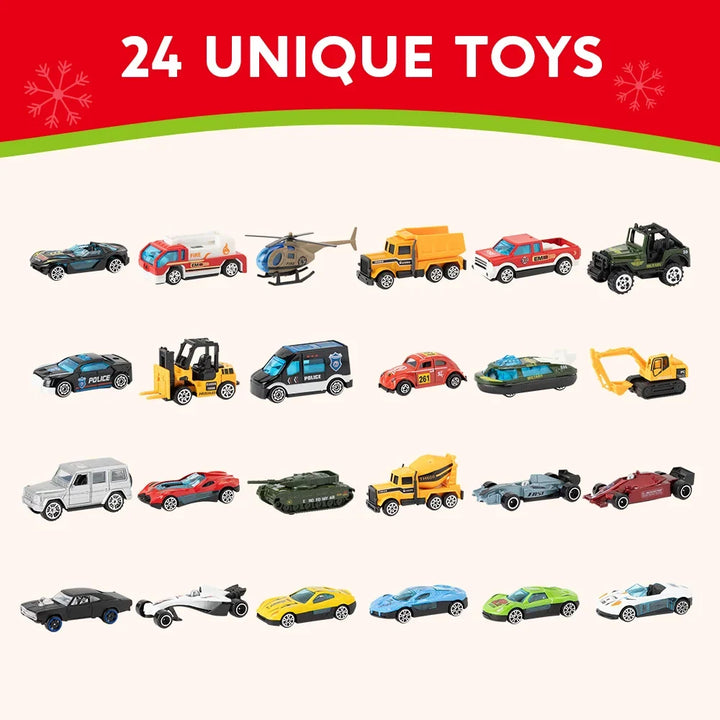 Adventskalender Voertuigen 24 Dagen Aftellen Speelgoed Kerst Surprise Kinderen Auto&
