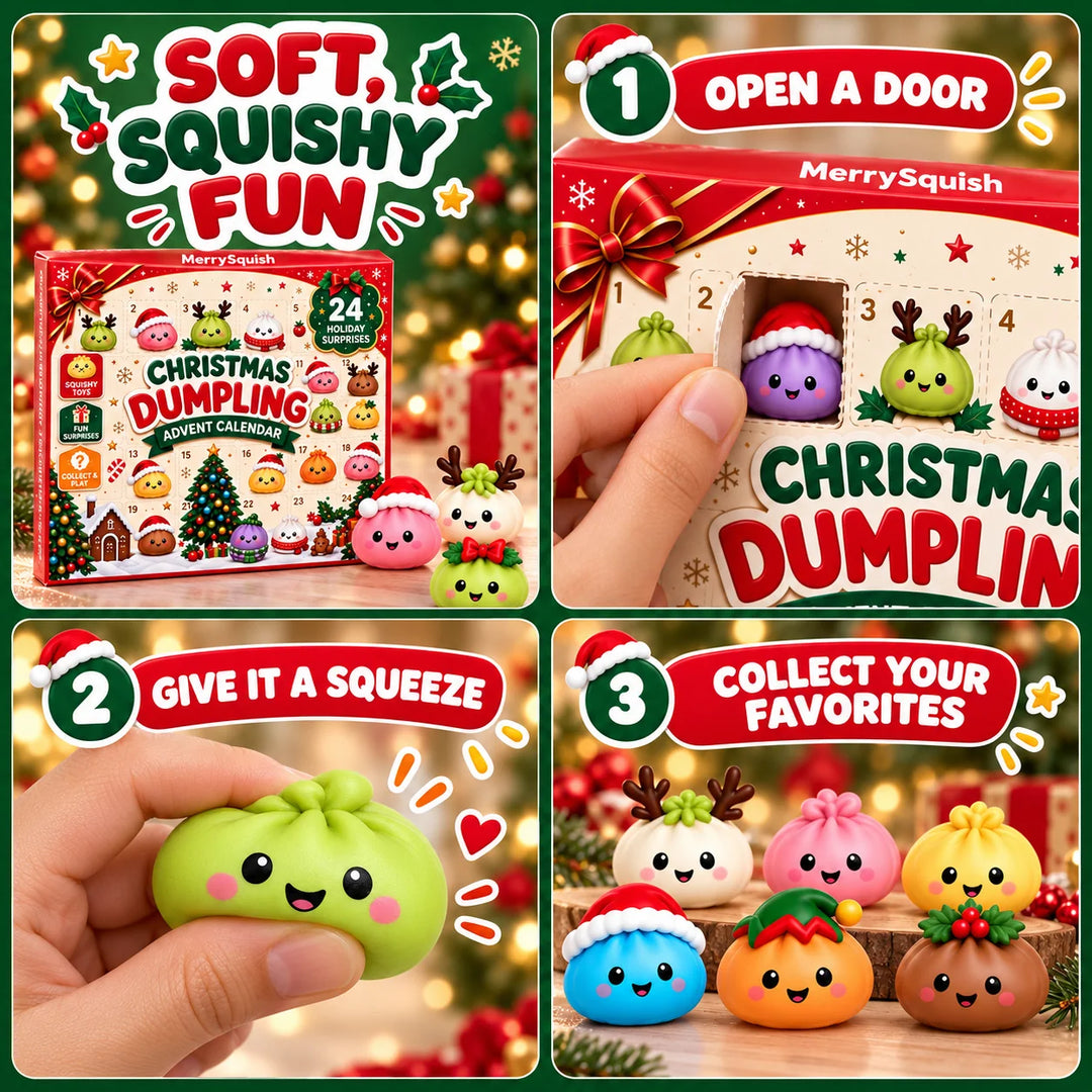 Adventskalender met 24 Knuffelbare Dumplings Zachte Squishies Kerst Aftellen Speelgoed voor Kinderen Feestdagen | Sansoti 3