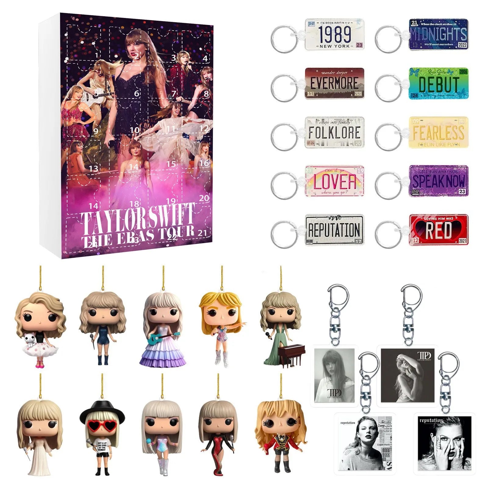 DecoJoy Calendario dell'Avvento – calendario di 24 giorni con decorazioni natalizie e design riutilizzabile