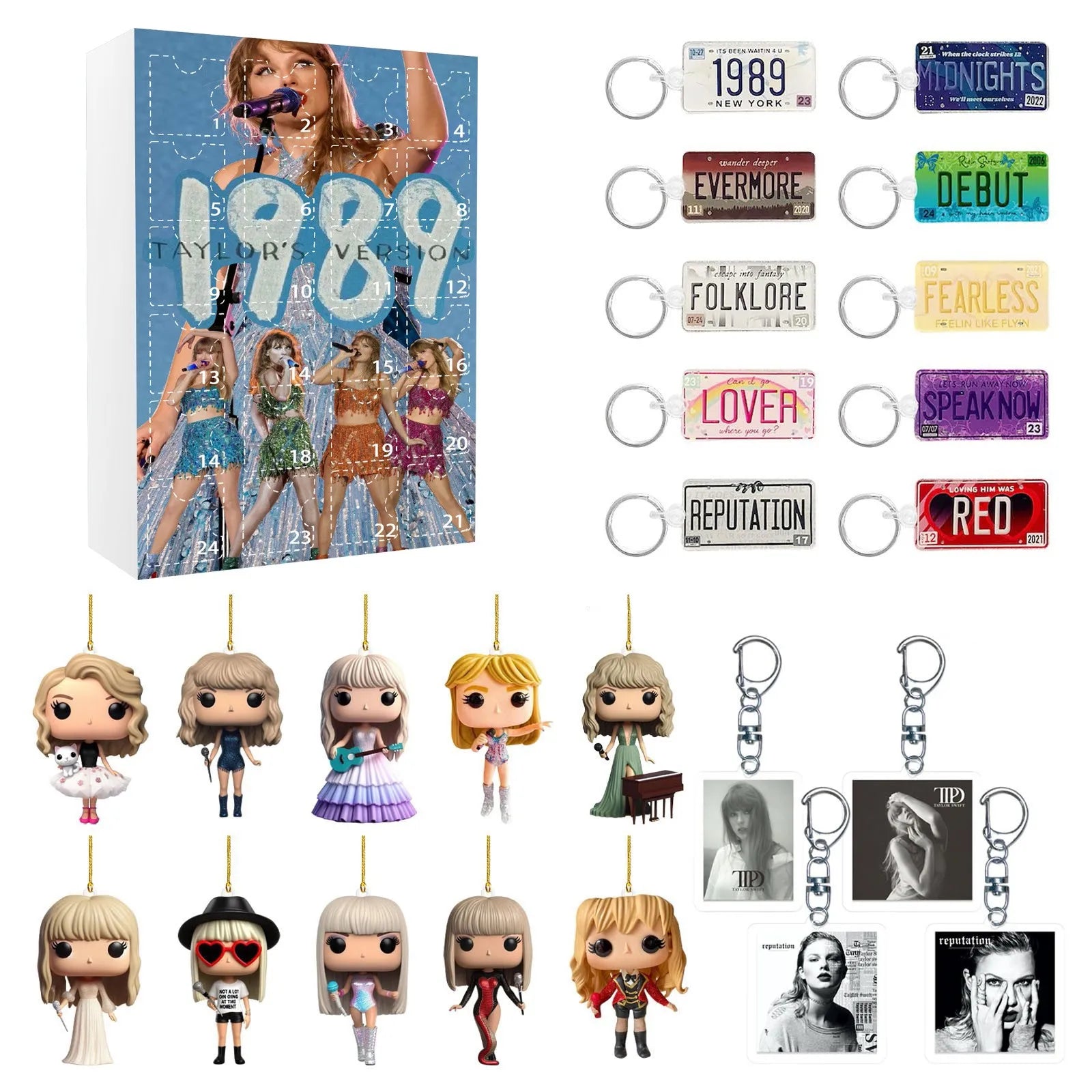 DecoJoy Calendario dell'Avvento – calendario di 24 giorni con decorazioni natalizie e design riutilizzabile