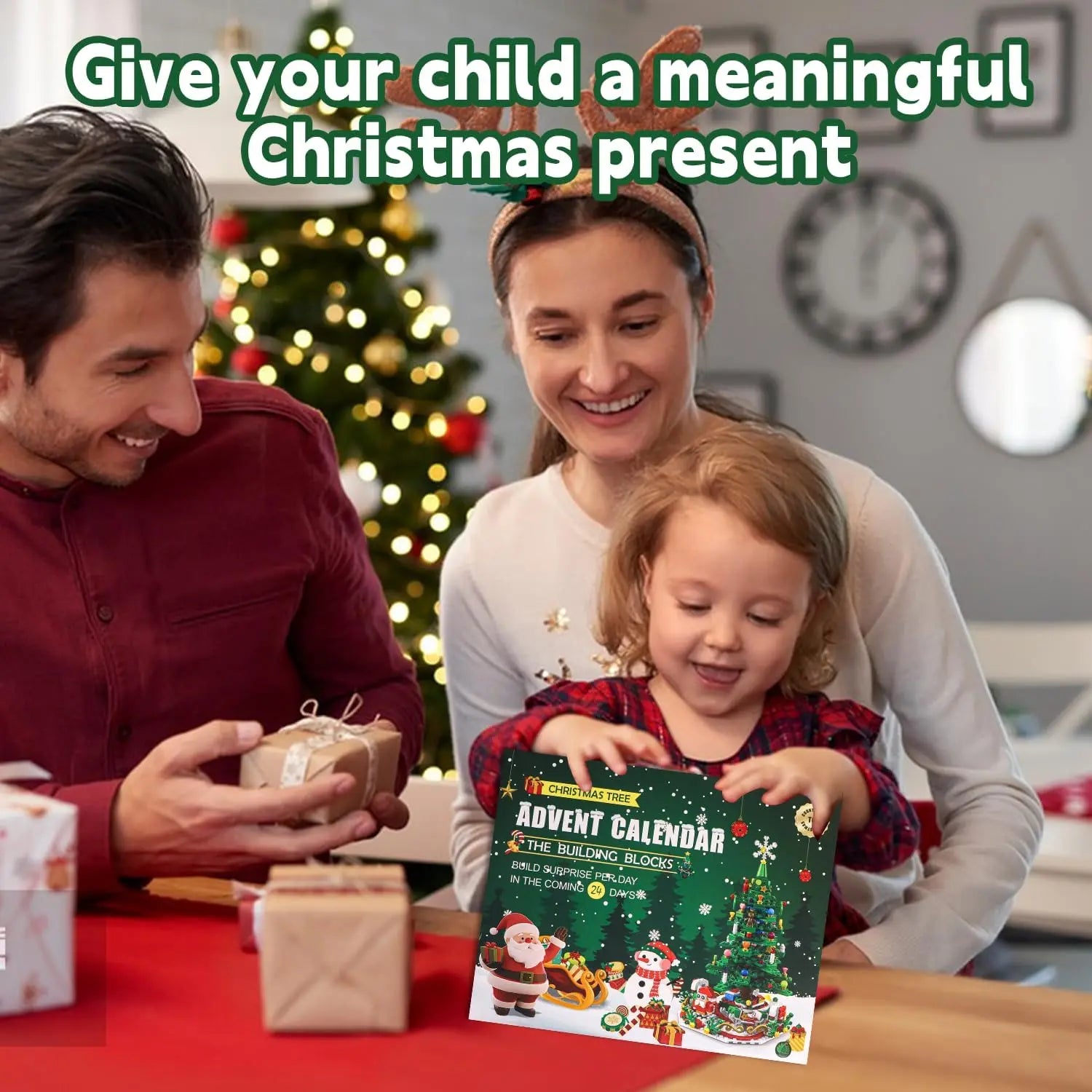 Calendario dell'Avvento Luminova per bambini – Albero di Natale in mattoncini con 24 sorprese e illuminazione a LED, divertimento creativo ed educativo