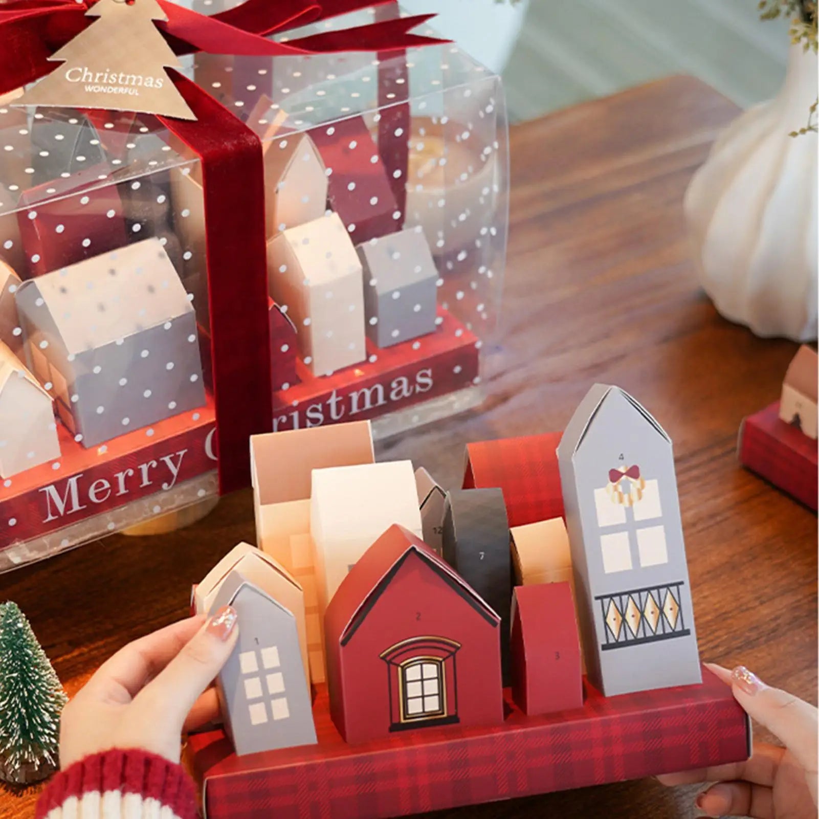 Festarra caixas de calendario de advento – Conxunto de 25 caixas de Nadal reutilizables para agasallos e decoración