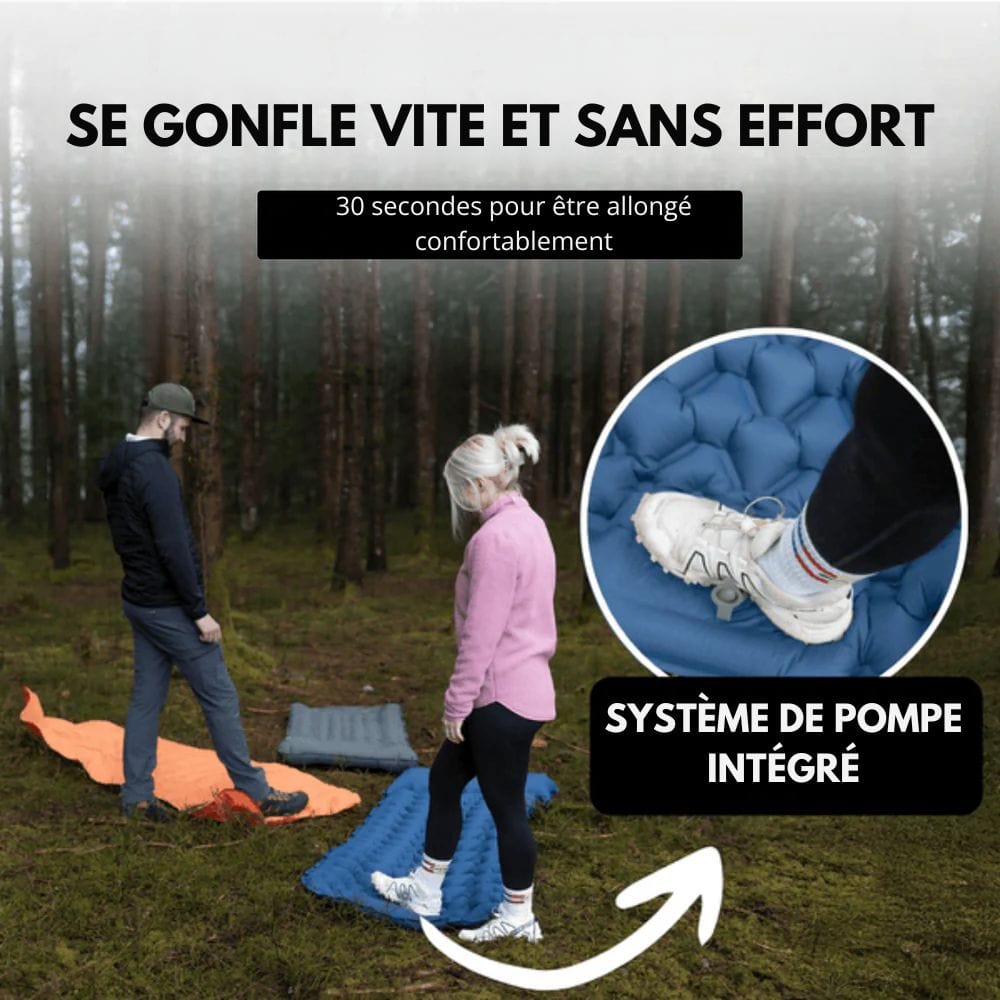 Materasso da campeggio gonfiabile con pompa a pedale e cuscino – leggero e impermeabile