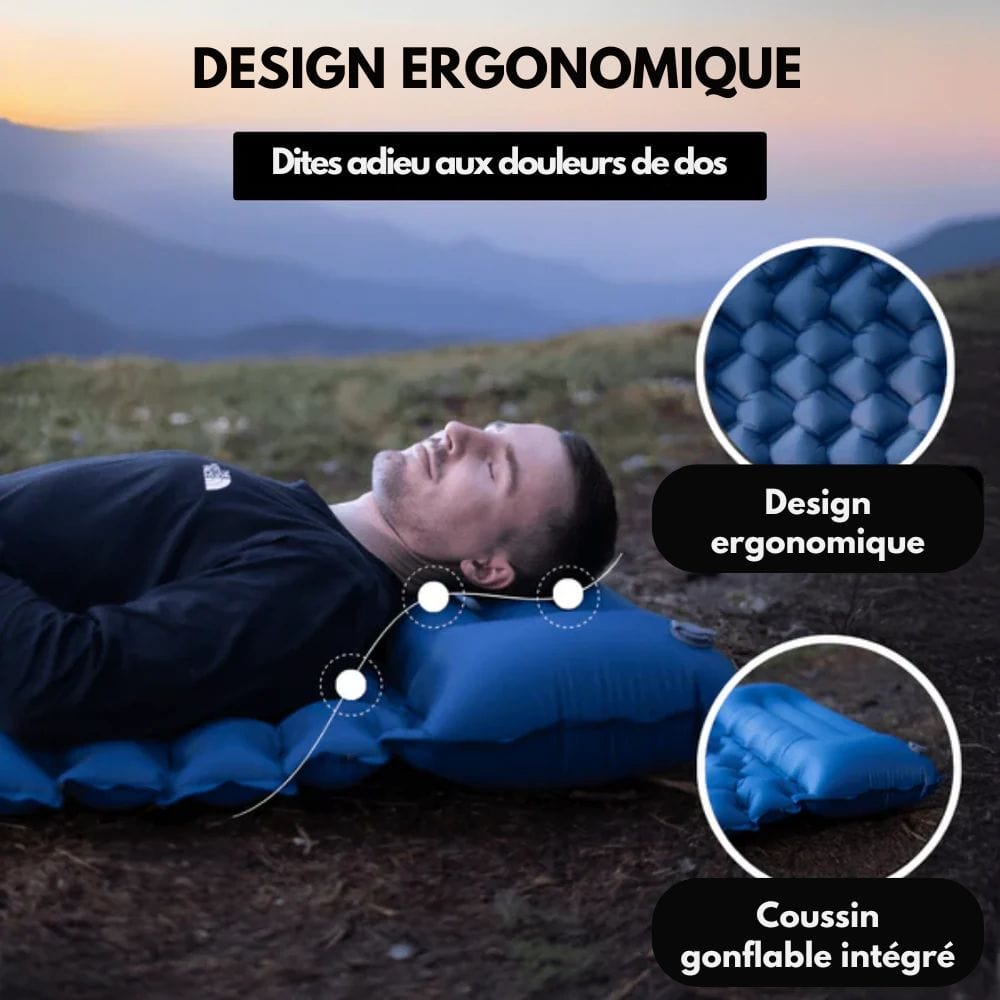 Materasso da campeggio gonfiabile con pompa a pedale e cuscino – leggero e impermeabile