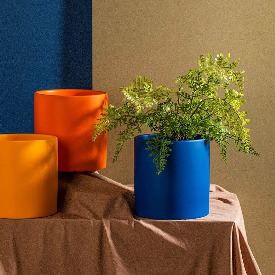 Florano Keramische Bloempot met Schotel – Handgemaakt, Kleurrijk & Waterdicht