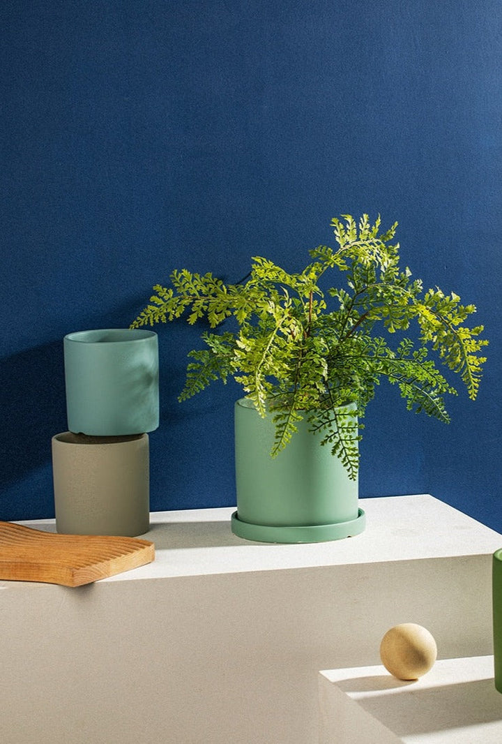 Florano Keramische Bloempot met Schotel – Handgemaakt, Kleurrijk &amp; Waterdicht