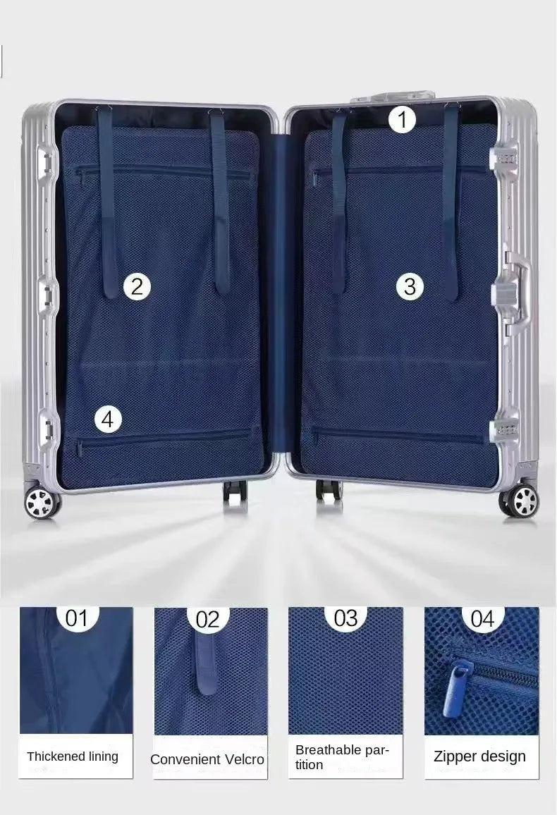 Aluminium-Magnesium Reiskoffer met TSA-Slot Zilver Zwart Rood Blauw | Sansoti 2