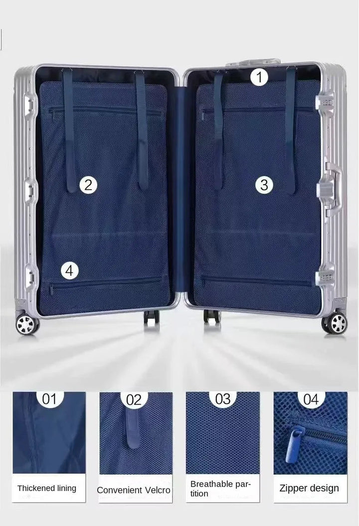 Aluminium-Magnesium Reiskoffer met TSA-Slot Zilver Zwart Rood Blauw | Sansoti 2