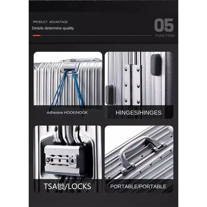 Aluminium-Magnesium Reiskoffer met TSA-Slot Zilver Zwart Rood Blauw | Sansoti 4