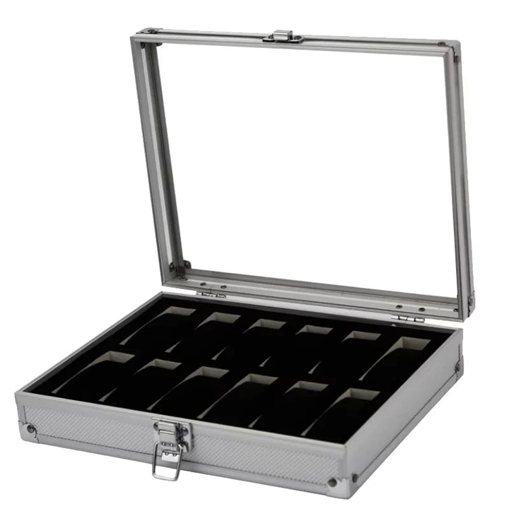 Aluminium Watch Box for Men – 12 Grid Slots, Suede Interior Watch Display Case 6