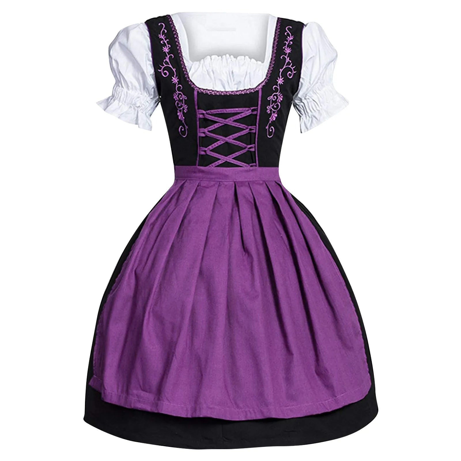 AlpenGlanz – Dirndl femme avec encolure moderne – Pour Oktoberfest & fêtes