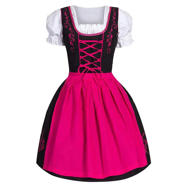 AlpenGlanz – Dirndl femme avec encolure moderne – Pour Oktoberfest & fêtes