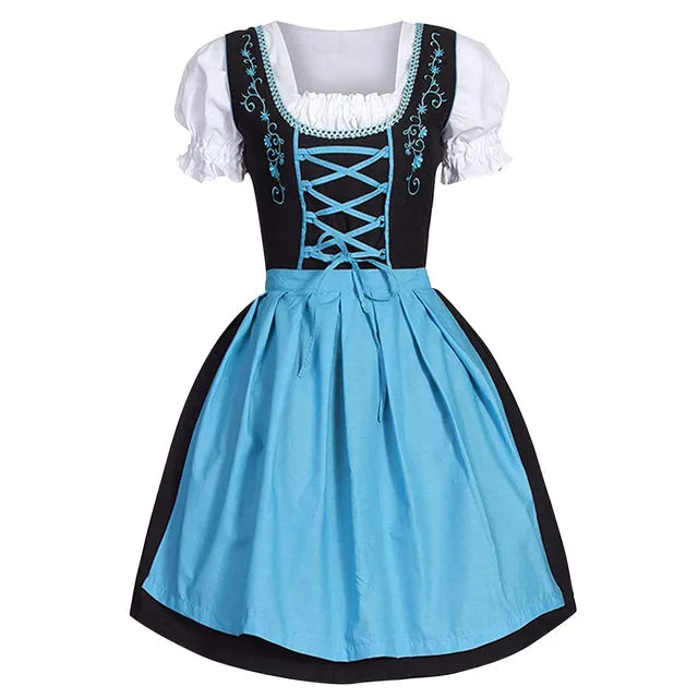 AlpenGlanz – Dirndl femme avec encolure moderne – Pour Oktoberfest & fêtes