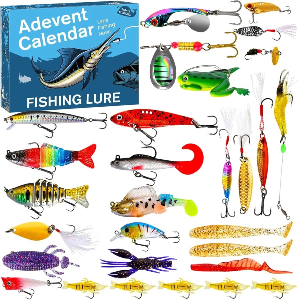 Fishing advent calendar – 24-piece gift set with artificial bait and f – VestraGear